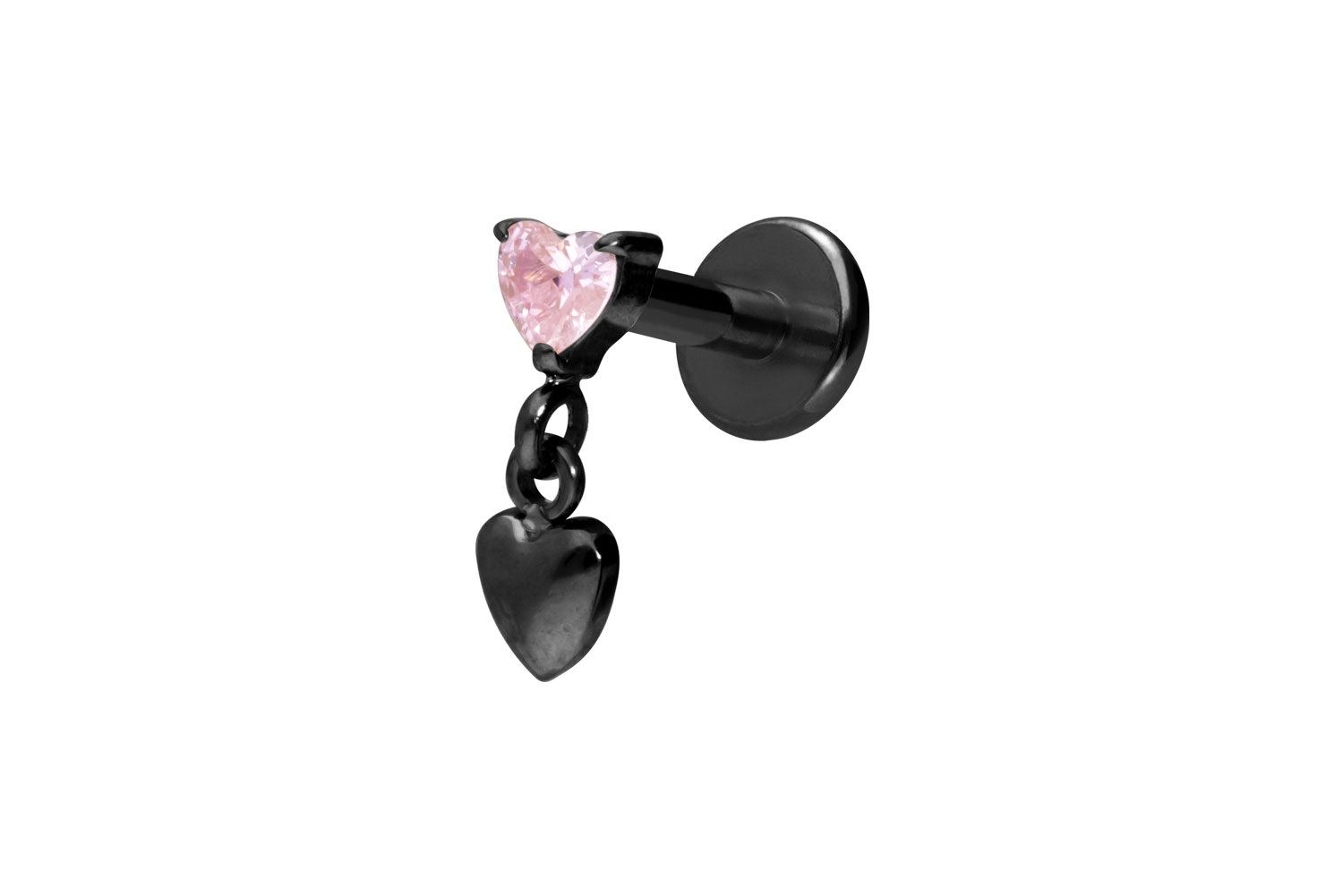 Titan Labret Piercing mit Innengewinde 2 HERZEN